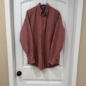 Faconnable Orange and Blue Checkered Shirt